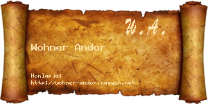 Wohner Andor névjegykártya